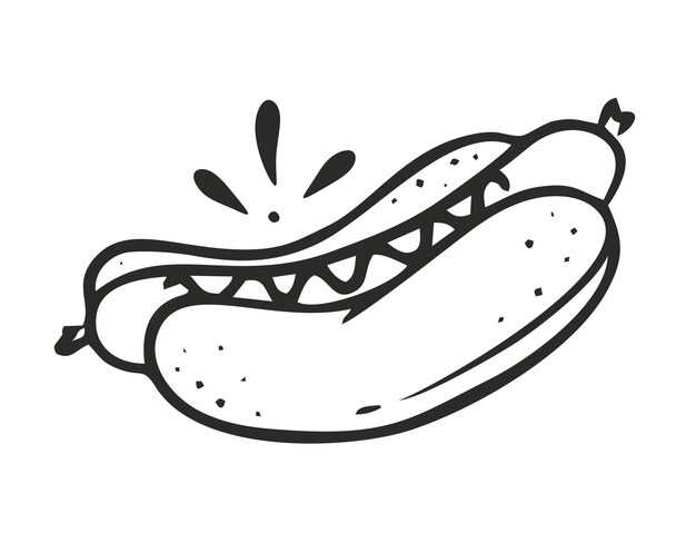 A handdrawn hot dog Restaurants cooking doodle Vector