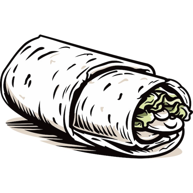 Vector handdrawn illustration of a delicious burrito