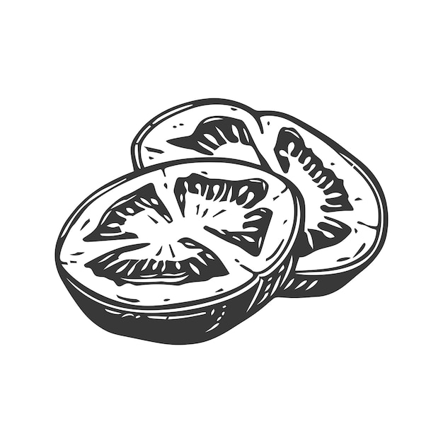 Vector handdrawn illustration of sliced tomatoes