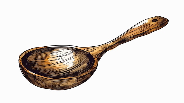 Vector handdrawn ladle cooking utensil vector illustration