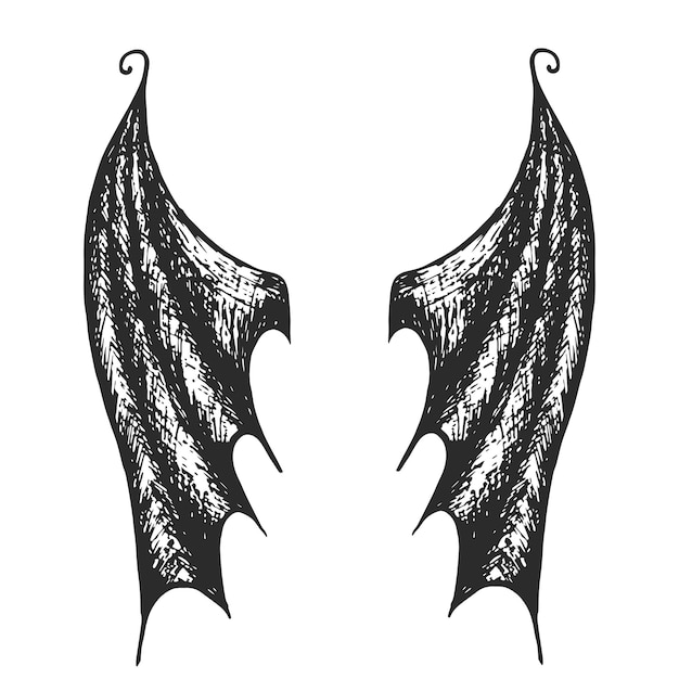 Handdrawn leather wings of demon