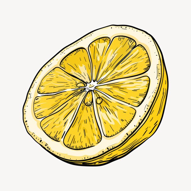 Vector handdrawn lemon slice illustration