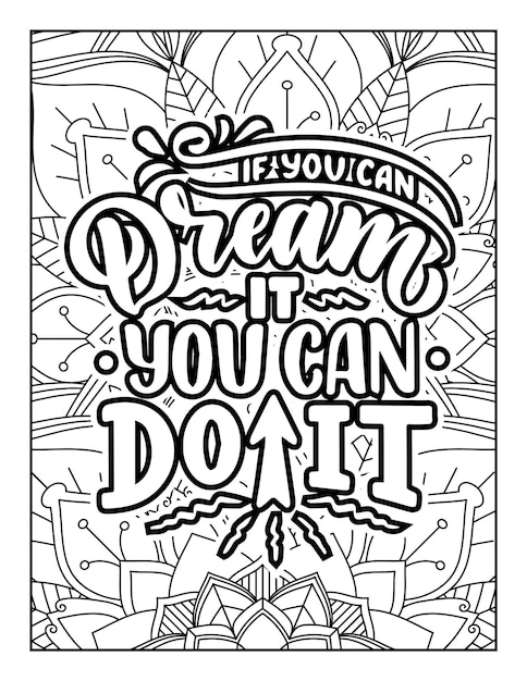 Handdrawn lettering Vector illustration Inspirational quotesQuotes Coloring Pages AdultKids