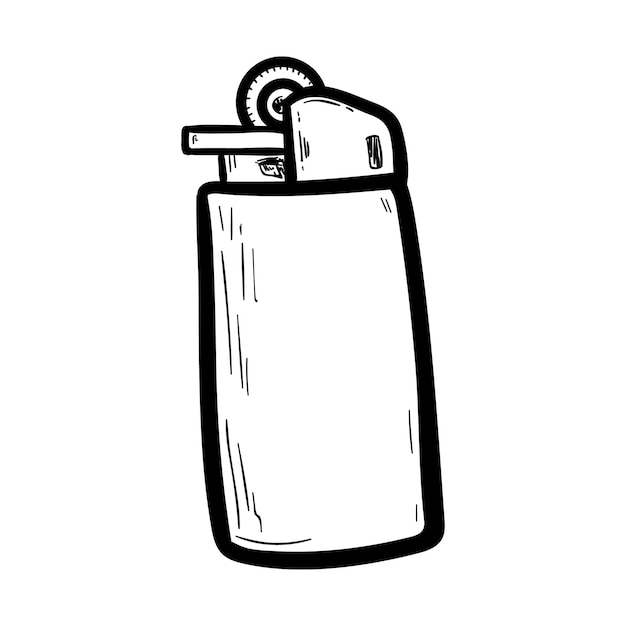 Handdrawn lighter doodle icon. Hand drawn black sketch. Sign cartoon symbol. Decoration element. White background. Isolated. Flat design. Vector illustration.