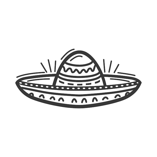 Handdrawn line art illustration of a sombrero