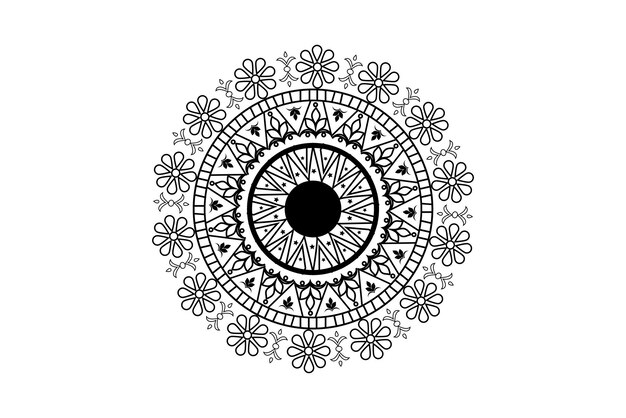 Handdrawn Mandala with floral patterns Ornamental mandala adult coloring book page Mandala patter