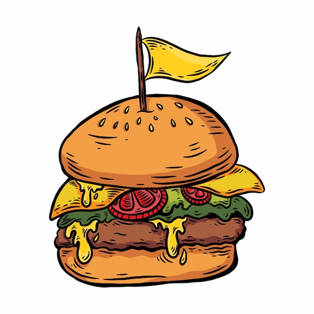 Handdrawn Melted Burger