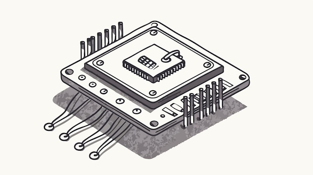 Vector handdrawn microchip concept vector on white background