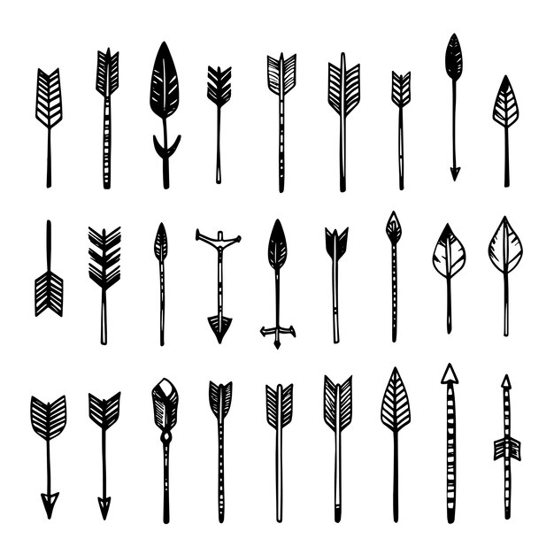 HandDrawn Minimalist Arrows with Geometric and TribalInspired Designs