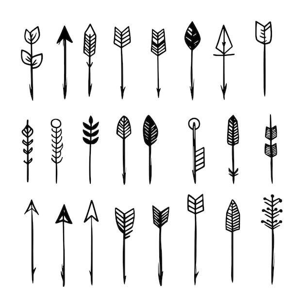 HandDrawn Minimalist Arrows with Geometric and TribalInspired Designs