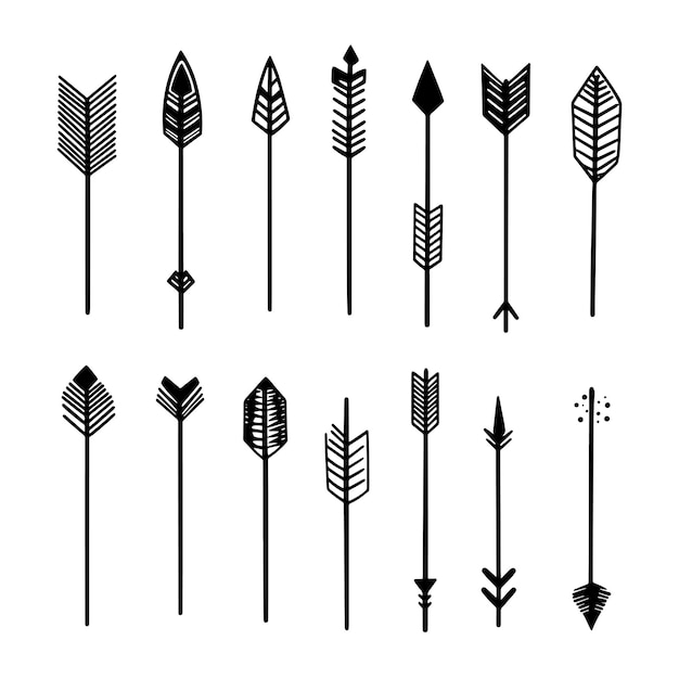 HandDrawn Minimalist Arrows with Geometric and TribalInspired Designs