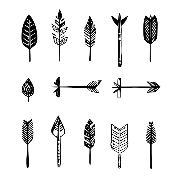 HandDrawn Minimalist Arrows with Geometric and TribalInspired Designs