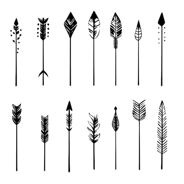 HandDrawn Minimalist Arrows with Geometric and TribalInspired Designs