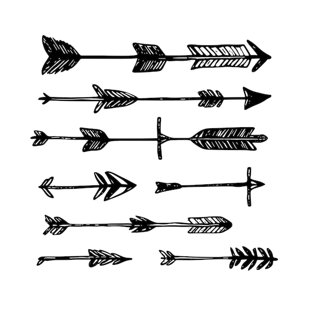 HandDrawn Minimalist Arrows with Geometric and TribalInspired Designs