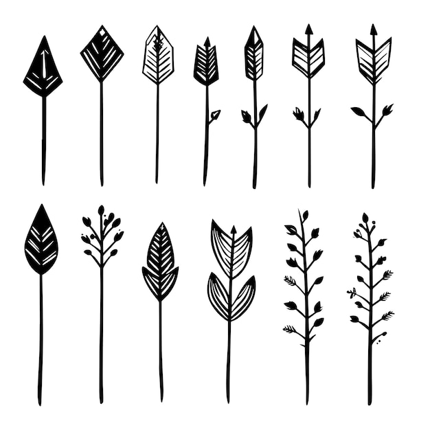 HandDrawn Minimalist Arrows with Geometric and TribalInspired Designs