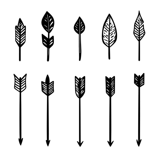 HandDrawn Minimalist Arrows with Geometric and TribalInspired Designs