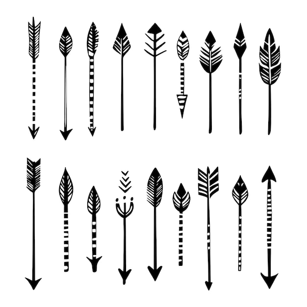 HandDrawn Minimalist Arrows with Geometric and TribalInspired Designs