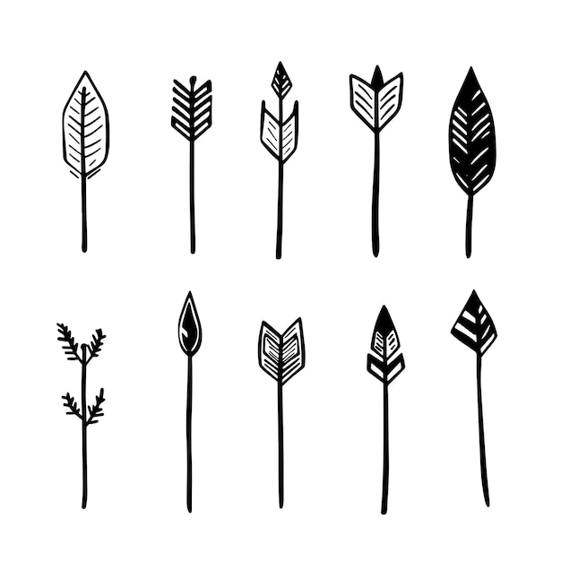 HandDrawn Minimalist Arrows with Geometric and TribalInspired Designs