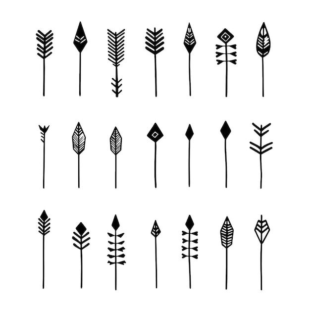 HandDrawn Minimalist Arrows with Geometric and TribalInspired Designs