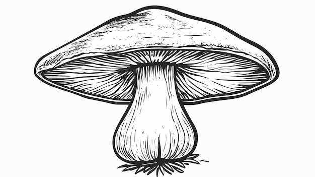 Handdrawn Mushroom Doodle Lined Vector Illustration