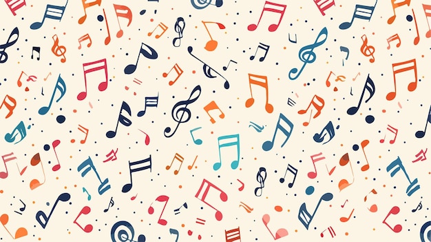 Vector handdrawn music notes pattern vector illustration