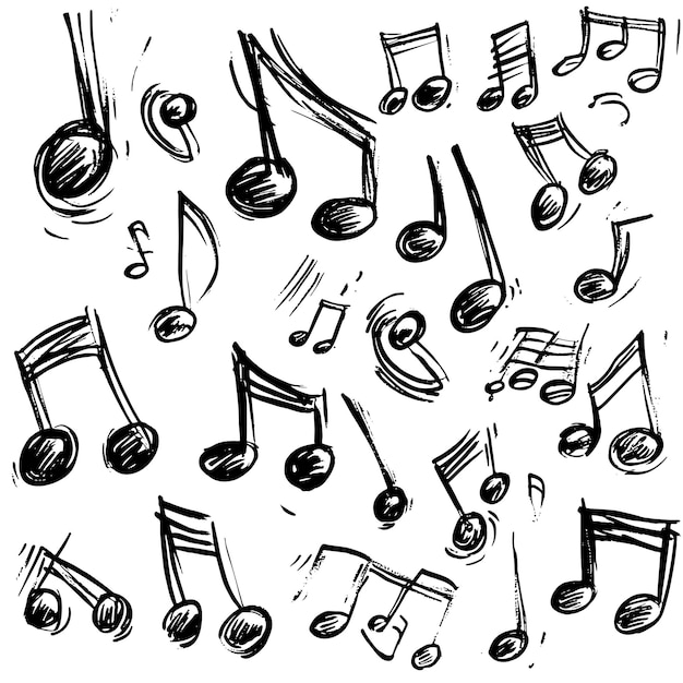 Vector handdrawn musical notes set vector music icons for graphic design