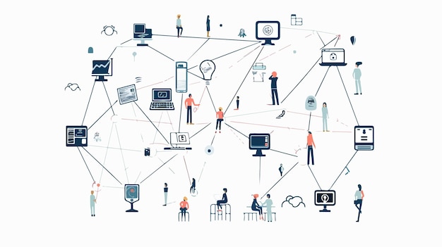 Vector handdrawn network of remote service vector illustration