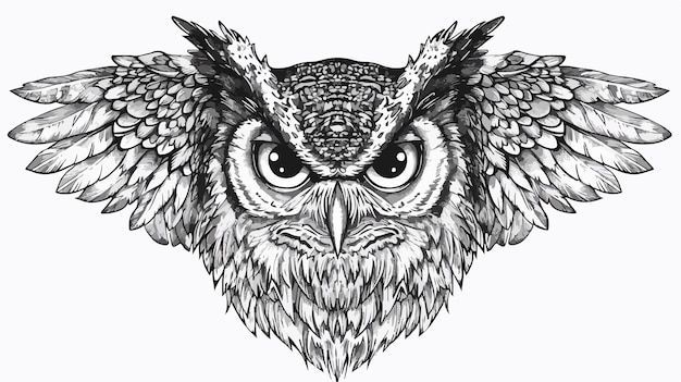 Vector handdrawn owl bird vector illustration