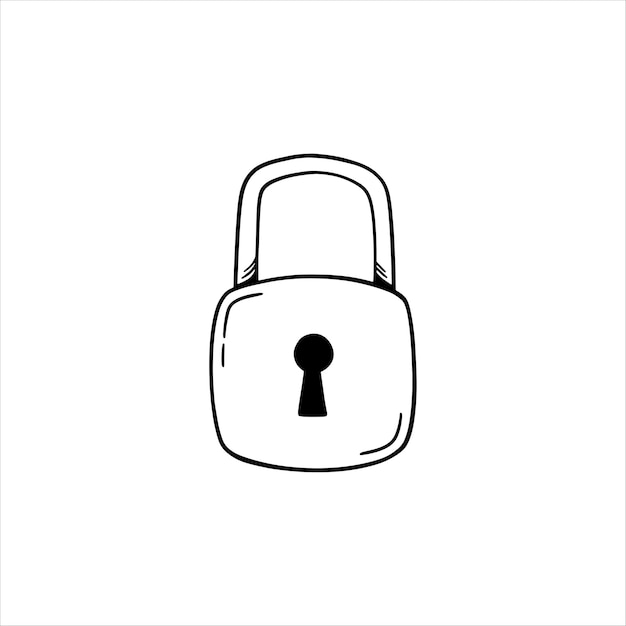 Handdrawn padlock security sign vector illustration