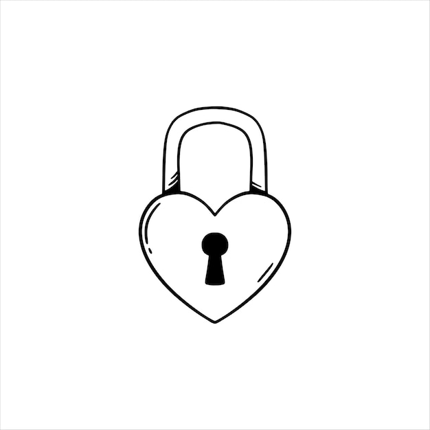 Handdrawn padlock security sign vector illustration