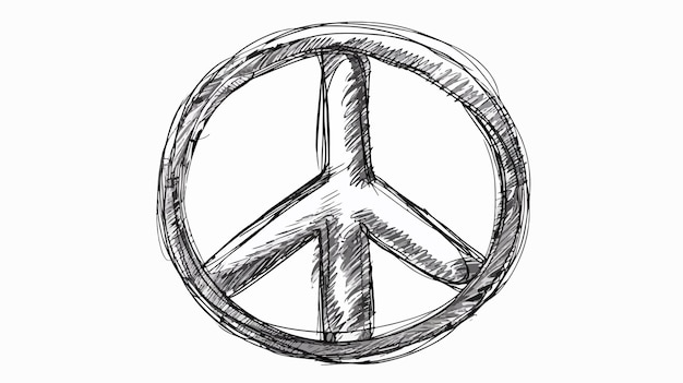 Vector handdrawn peace sign lined vector illustration