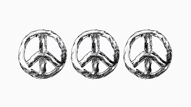 Vector handdrawn peace sign lined vector illustration