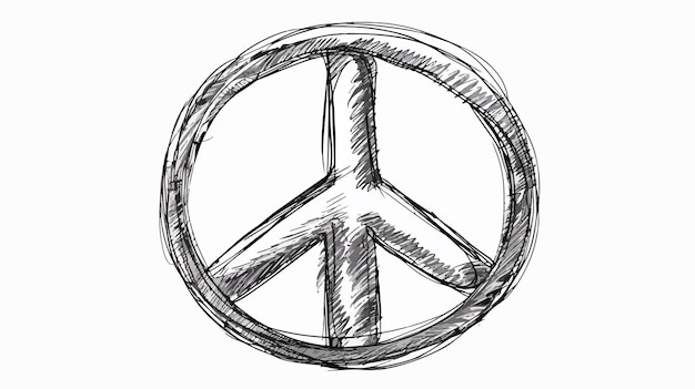 Vector handdrawn peace sign lined vector illustration