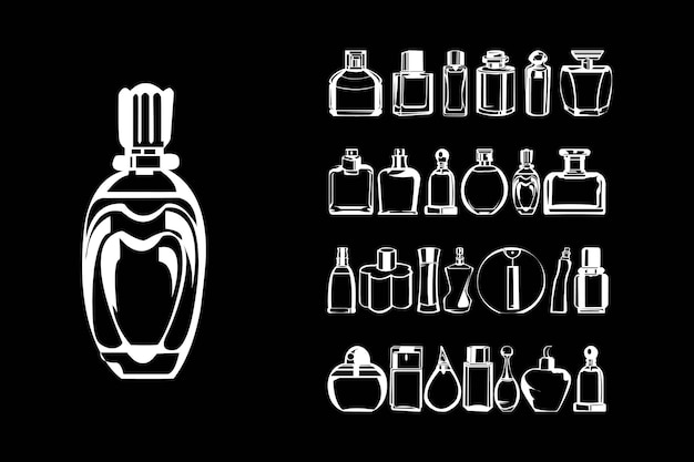 Vector handdrawn perfume bottles creative vector dingbats set