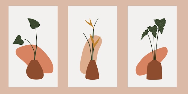 Handdrawn plant collection minimalist style