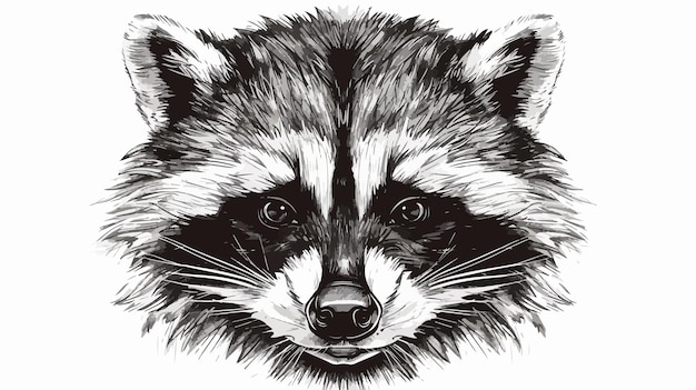 Handdrawn Raccoon Animal Face Vector Illustration