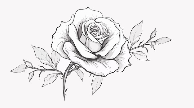 Vector handdrawn rose sketch botanical illustration