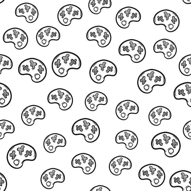 Handdrawn seamless pattern palette doodle icon. Hand drawn black sketch. Sign symbol. Decoration element. White background. Isolated. Flat design. Vector illustration.