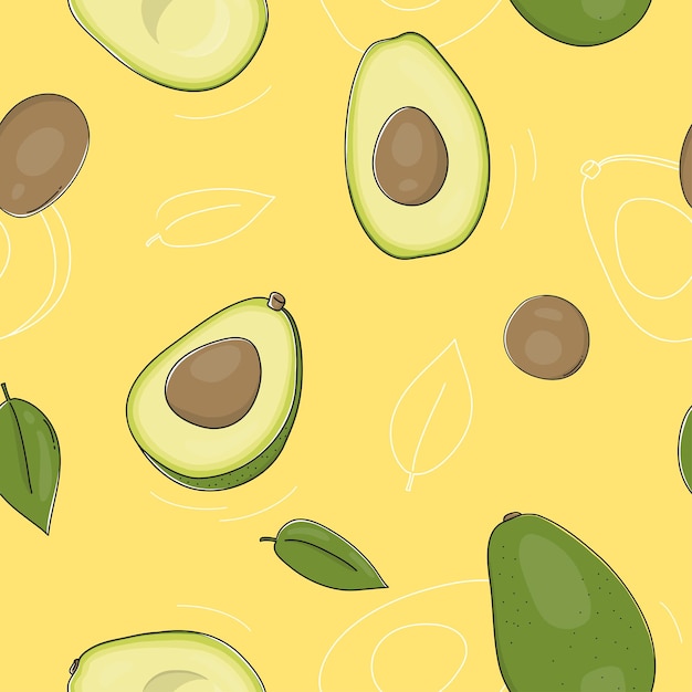 Handdrawn seamless pattern with avacado