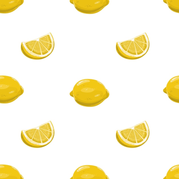 Handdrawn seamless pattern with lemons Lemons with branches on a white background Template for printing design packaging wallpaper web design