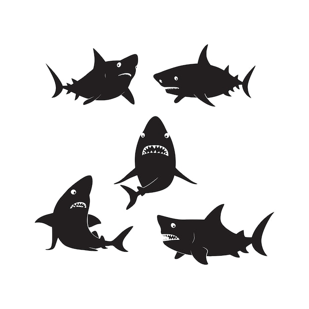 Vector handdrawn shark silhouette vector animal illustration