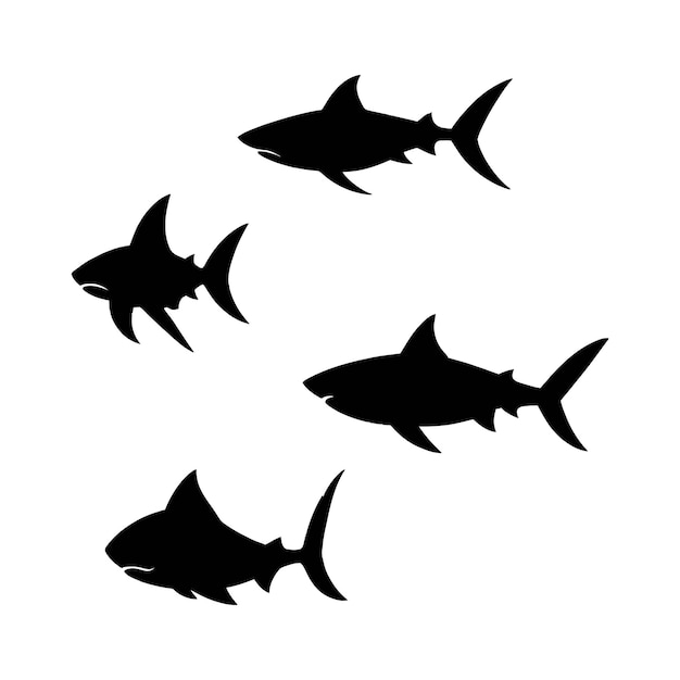 Handdrawn shark silhouette vector animal illustration