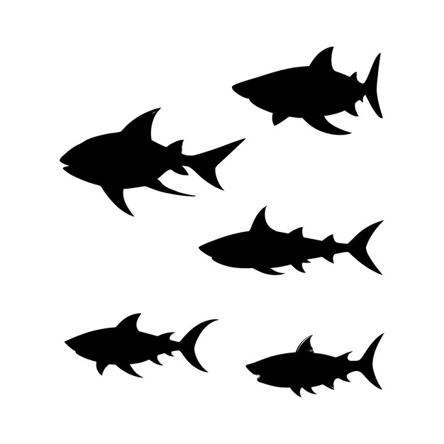 Handdrawn shark silhouette vector animal illustration