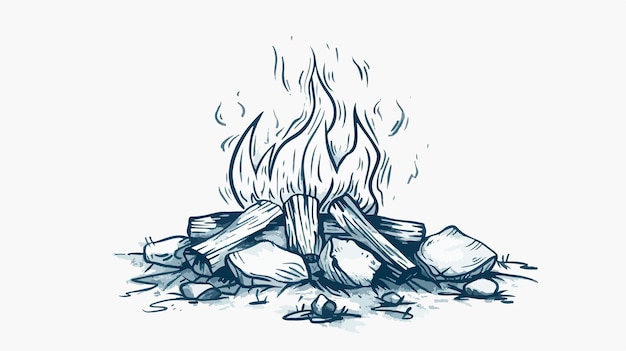 Vector handdrawn sketch of a campfire