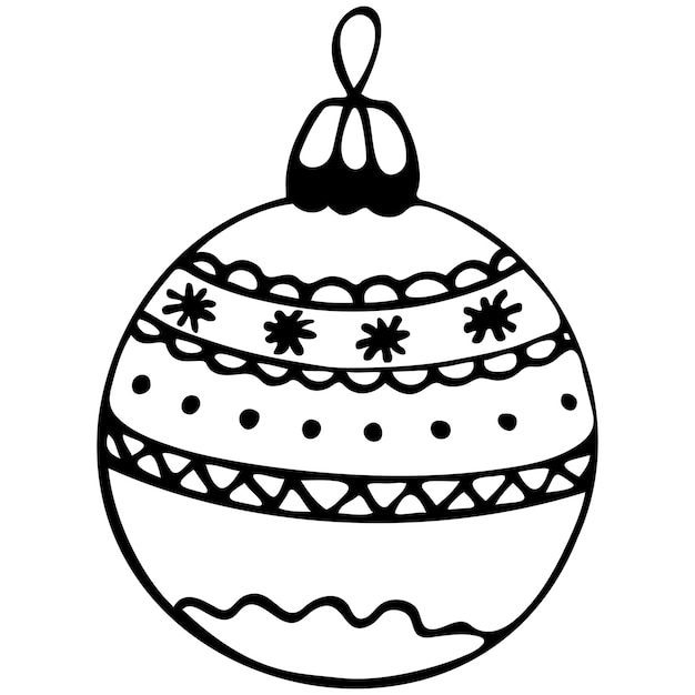 Handdrawn Sketch of a Christmas ball on a white background New year design element