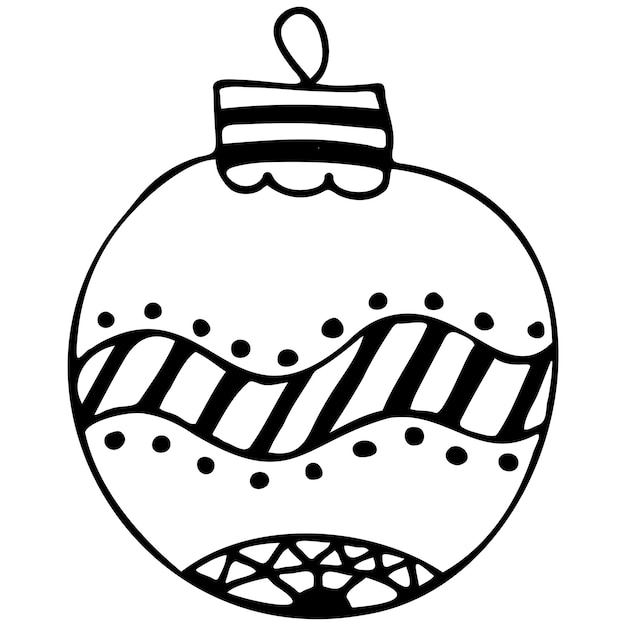 Handdrawn Sketch of a Christmas ball on a white background New year design element