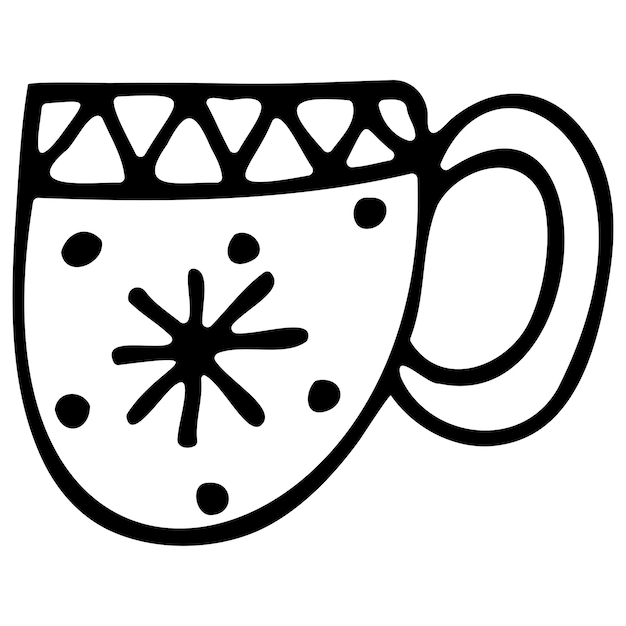 Handdrawn sketch of a Christmas cup on a white background