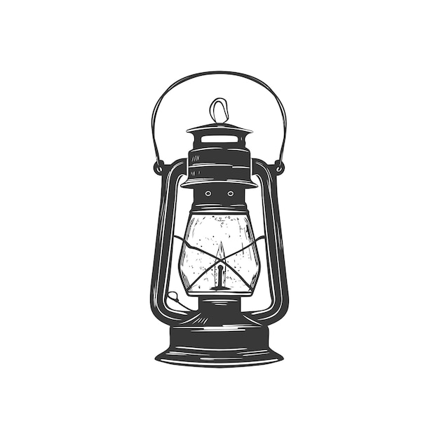 Vector handdrawn sketch of a vintage oil lamp