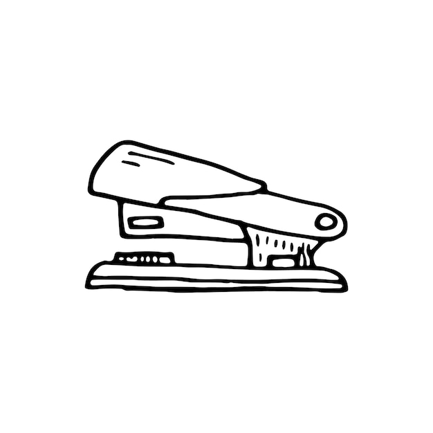 Handdrawn stapler doodle icon. Hand drawn black sketch. Sign symbol. Decoration element. White background. Isolated. Flat design. Vector illustration.