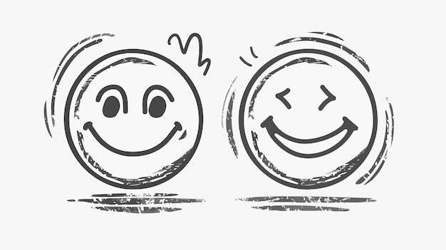 Vector handdrawn style smile faces icon in doodle art